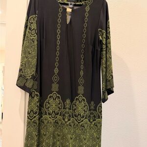 Enfocus Studio Black and Green Midi Dress